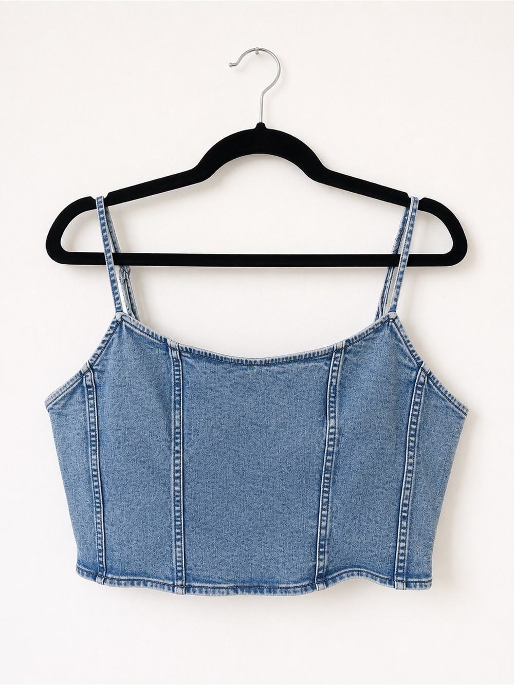American Eagle Denim Corset Top | Acid Wash Blue Crop Top | Y2K | Large | NWT
